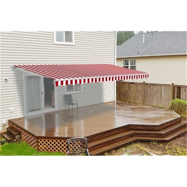 Tepee Supplies Retractable Motorized 20 x 10 Feet Home Patio Canopy Awning Sunshade Red and White TE2750649 - main